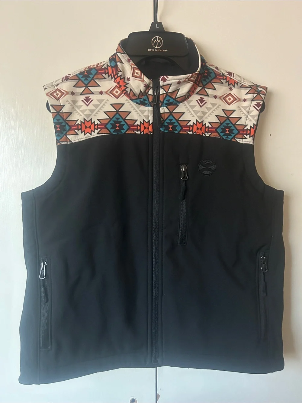 Hooey Black Vest with Cream & Teal Aztec Yoke